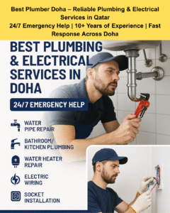 ✅ Alt Texts for Service Images Water Pipe Repair & Installation "Certified plumber in Doha repairing leaking water pipe with modern tools – professional pipe installation and plumbing services in Qatar." Bathroom/Kitchen Plumbing "Best Plumber Doha expert fixing kitchen sink and bathroom tap – reliable plumbing repair and installation in Qatar homes." Water Heater Repair "Technician repairing electric water heater in Doha home – fast water heater installation and repair service in Qatar." Electric Wiring & Fittings "Doha electrician installing safe electrical wiring and fittings – trusted electrical maintenance and repair service in Qatar." Power Outage & Circuit Breaker Solutions "Professional electrician in Doha repairing circuit breaker and fixing power outage issues – 24/7 electrical emergency services in Qatar." Socket & Switch Installation "Skilled technician installing electrical sockets and switches in a Doha apartment – safe and affordable electrical service in Qatar." General Emergency Service "Best Plumber Doha team providing 24/7 emergency plumbing and electrical services across Qatar – fast response and trusted service."